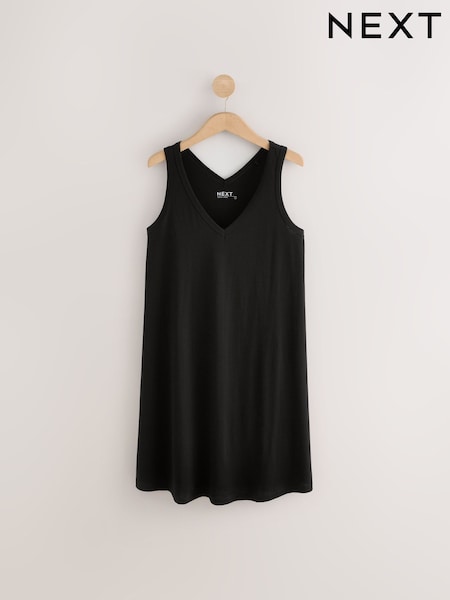 Black Sleeveless V-Neck Slouch Dress (AW8497) | €20.50