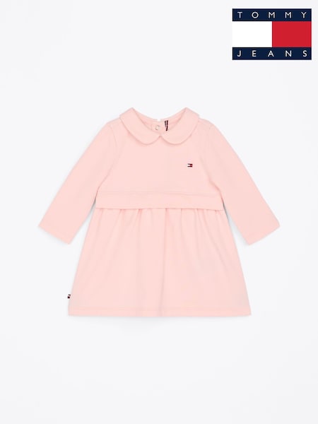 Tommy Hilfiger Pink Essential Long Sleeve Cotton Dress (AW8502) | €73