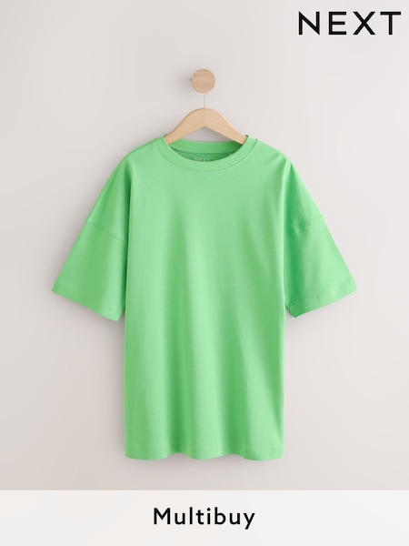 Bright Green Relaxed Fit Heavyweight Longline T-Shirt (AW8505) | €17