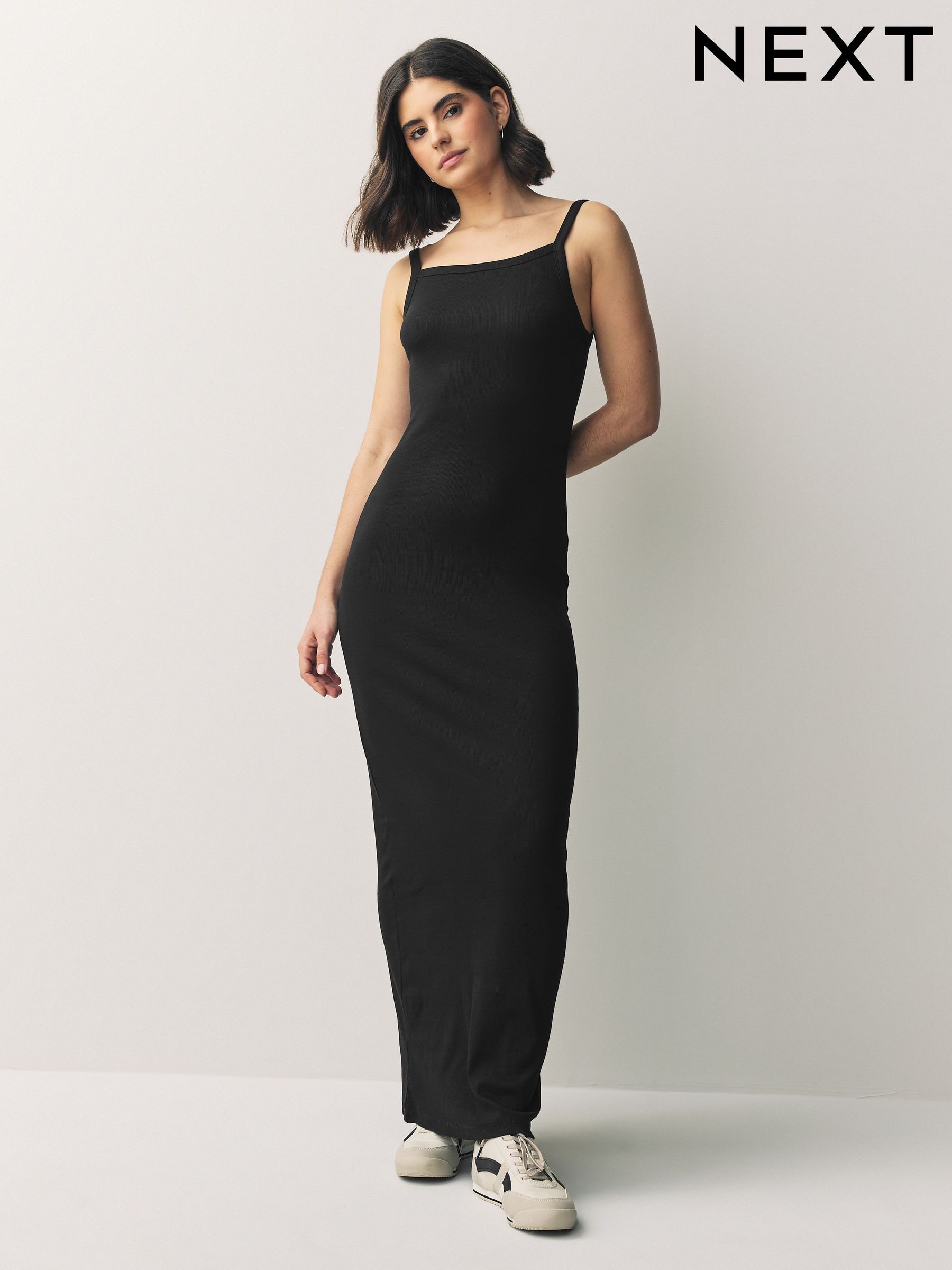 black long strappy dress