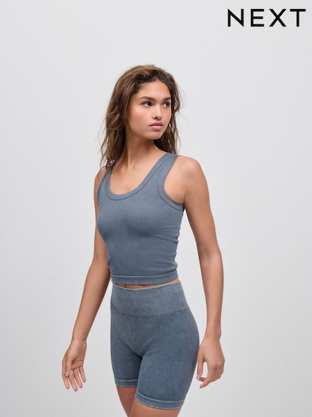 Indigo Blue Ribbed Seamless Vest Top (AW8514) | AZN 40