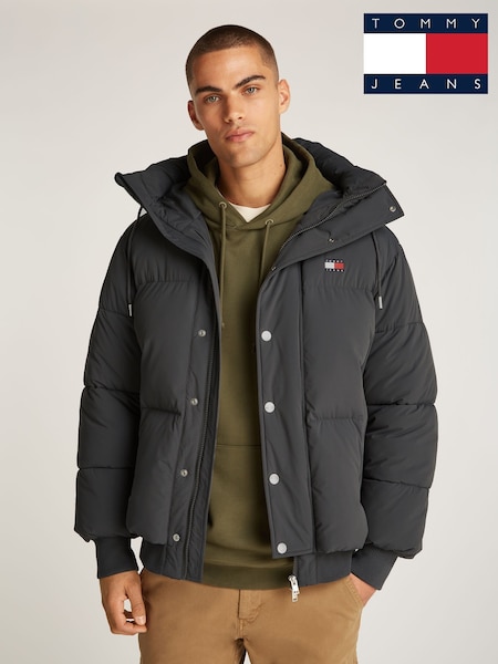שחור - Tommy Jeans Relaxed Branded Puffer Jacket (AW8543) | ‏905‏₪