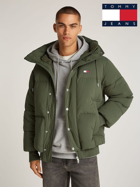 Tommy Jeans Green Relaxed Branded Puffer Jacket (AW8558) | €255