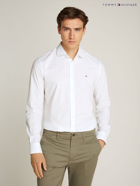 Tommy Hilfiger White Slim Flex Stretch Cotton Poplin Shirt (AW8582) | 237 zł