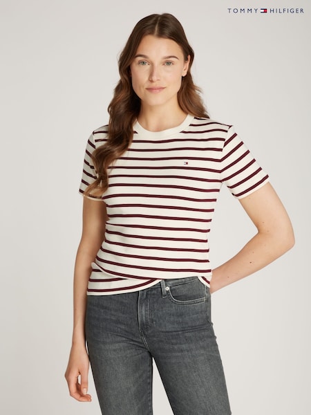 Tommy Hilfiger Red Slim Crew Neck Short Sleeves 100% Cotton T-Shirt (AW8589) | 2,704 UAH