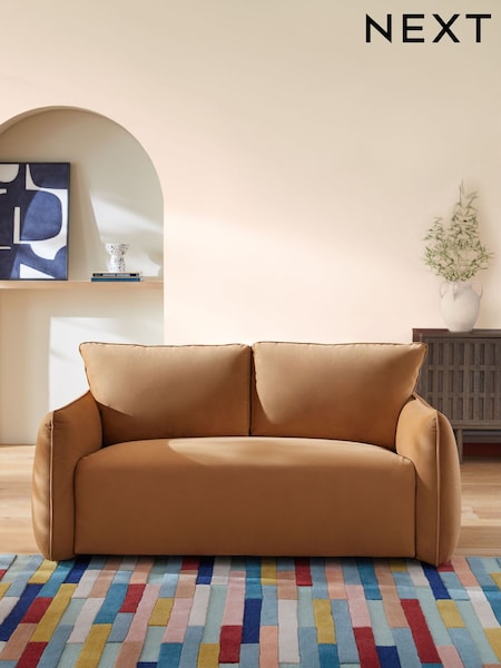 Soft Velvet Caramel Brown Ashby 2 Seater Small Sofa (AW8618) | €975