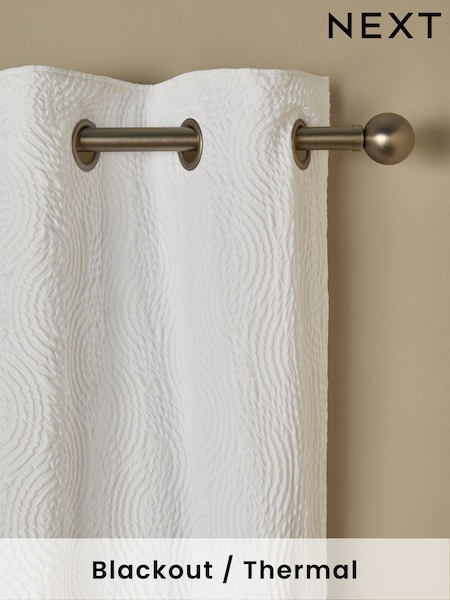 White Embossed Geometric Texture Blackout/Thermal Eyelet Curtains (AW8634) | R$ 490 - R$ 1,225