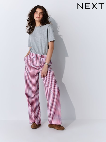 Pink/Blue Textured Gingham Wide Leg Trousers (AW8650) | €33.50