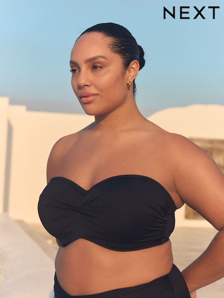 Black F-K Twist Bandeau Wired Bikini Top (AW8654) | €50