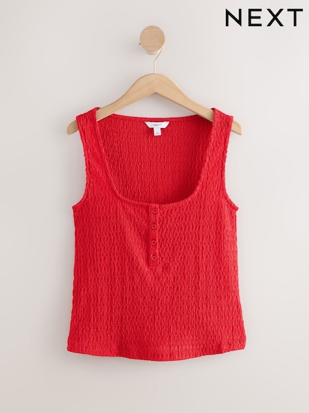 Red Textured Henley Detail Tank (AW8669) | €19