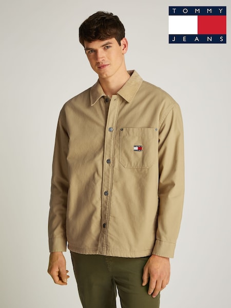 Tommy Jeans Brown Relaxed Canvas 100% Cotton Corduroy Overshirt (AW8689) | R$ 985
