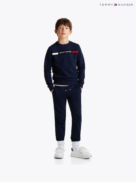 Tommy Hilfiger Blue Ribbed Sweatshirt And Drawstring Jogger Set (AW8691) | €118