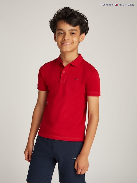 Tommy Hilfiger Red Regular Fit Short Sleeves 100% Cotton Polo Shirt (AW8692) | $69