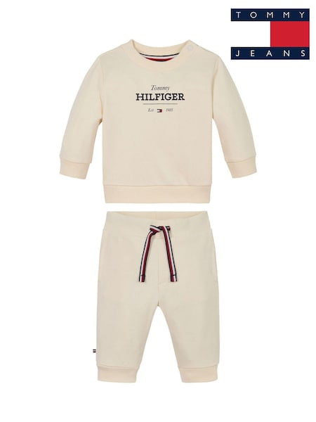 Tommy Hilfiger Nude Cotton Logo Sweatshirt & Joggers Set (AW8696) | €99