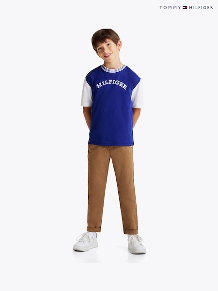 Tommy Hilfiger Blue Archive Fit 100% Cotton. T-Shirt With Monotype Flock Graphic (AW8698) | €34