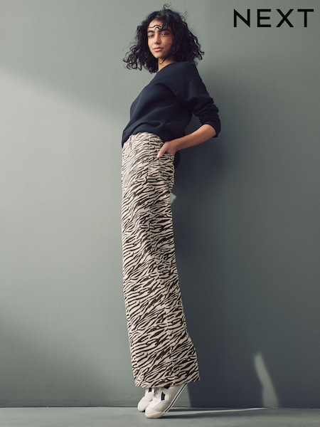 Zebra Print 100% Cotton Wide Leg Jeans (AW8701) | €24