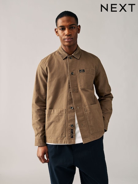 Tan Brown Canvas Chore 100% Cotton Jacket With Corduroy Collar (AW8713) | €66