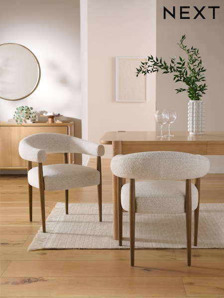 Set of 2 Light Natural Aire Dark Wood Leg Dining Chairs (AW8734) | €440