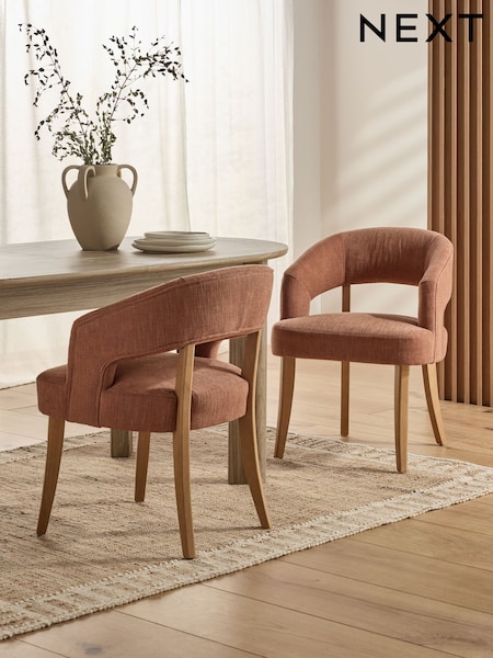 Set of 2 Rust Red Remi Oak Effect Leg Dining Chairs (AW8743) | €415