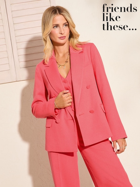 Vaaleanpunainen - Friends Like These Premium Fit Millie Mackintosh Kaksirivinen napitus Istuva; räätälöity Bleiseri (AW8744) | €95