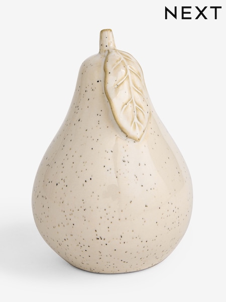 White Speckled Pear Ceramic Fruit Ornament (AW8760) | €11