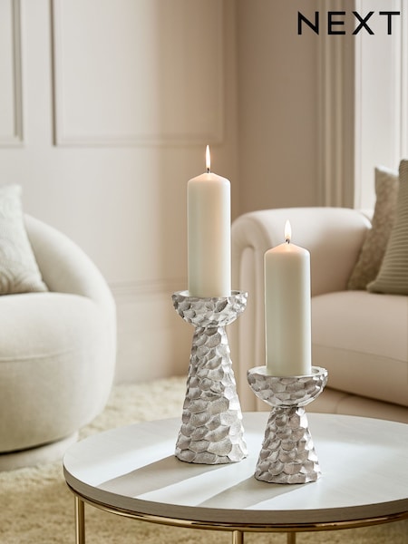 Silver Chic Lustre Pillar Candle Holder (AW8786) | €18 - €22