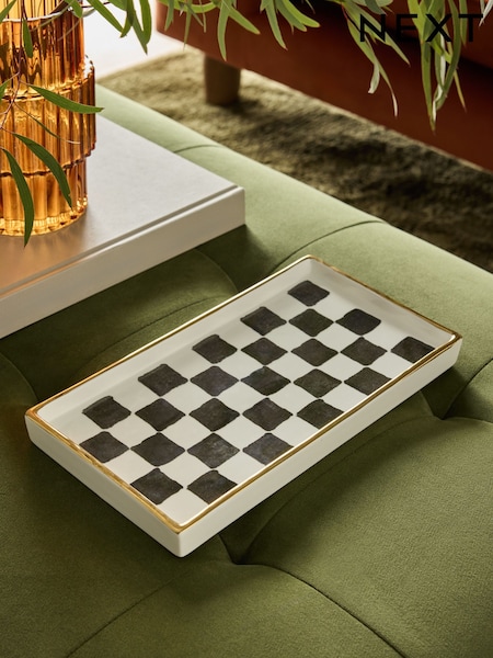 Blue/White Checkerboard Ceramic Trinket Tray (AW8800) | R$ 155