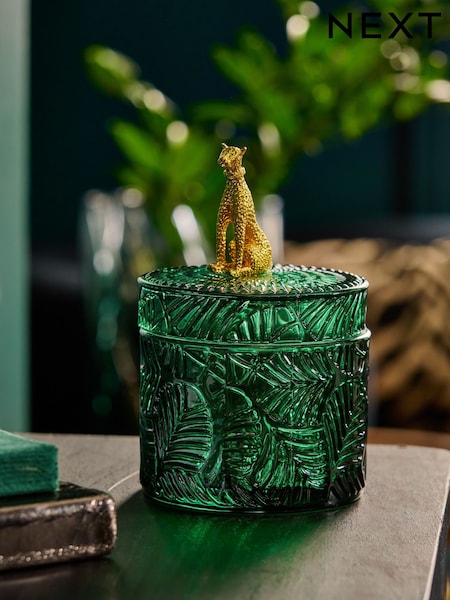 Green Glass Leopard Print Detail Trinket Pot (AW8801) | €12