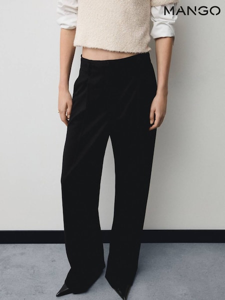 Mango Black Straight Fit Pleated Trousers (AW8822) | €51