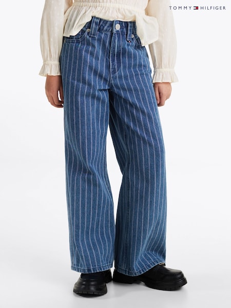 Tommy Hilfiger Blue Wide Leg Stripe 100% Cotton Jeans (AW8835) | €63