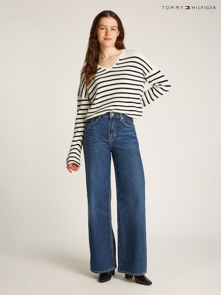 Tommy Hilfiger High Rise Wide Leg 100% Cotton Jeans (AW8844) | ‏704‏₪