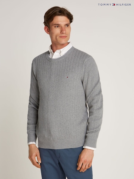 Tommy Hilfiger Grey 100% Cotton Herringbone Crew Neck Jumper (AW8852) | R$ 1,085