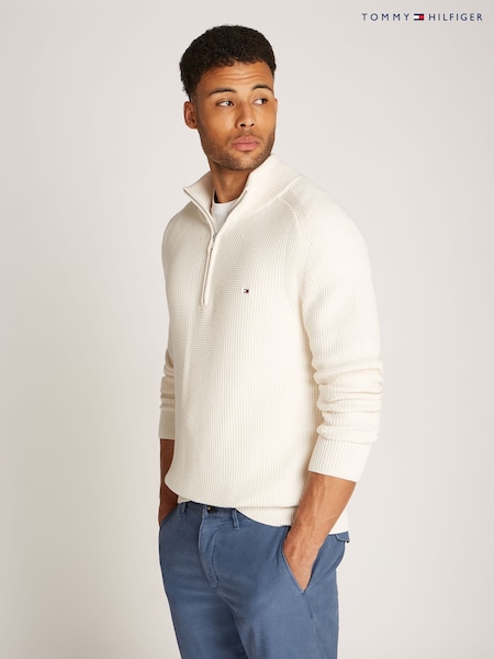 Tommy Hilfiger Cream Chunky Cotton Ribbed Nautical Jumper (AW8861) | R$ 1,480