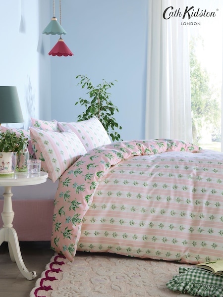 Cath Kidston Soft Pink 100% Cotton Lily Of The Valley Duvet Cover and Pillowcase Set (AW8870) | 238 QAR - 436 QAR