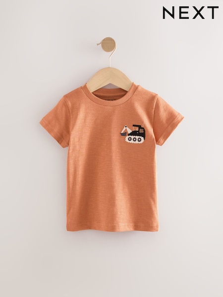 حفار برتقالي - Short Sleeve Appliqué T-Shirt (3mths-7yrs) (AW8873) | ‏20 ر.ق. - ‏30 ر.ق.