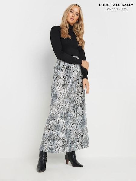 Long Tall Sally Grey Snake Effect Midaxi Skirt (AW8894) | 153 QAR