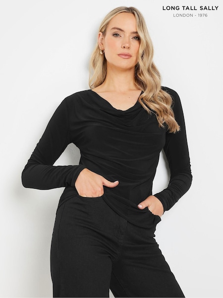 Long Tall Sally Black Cowl Neck Asymmetric Top (AW8901) | 139 QAR