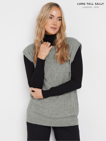 Long Tall Sally Grey Cable Knitted Vest Top (AW8904) | $51