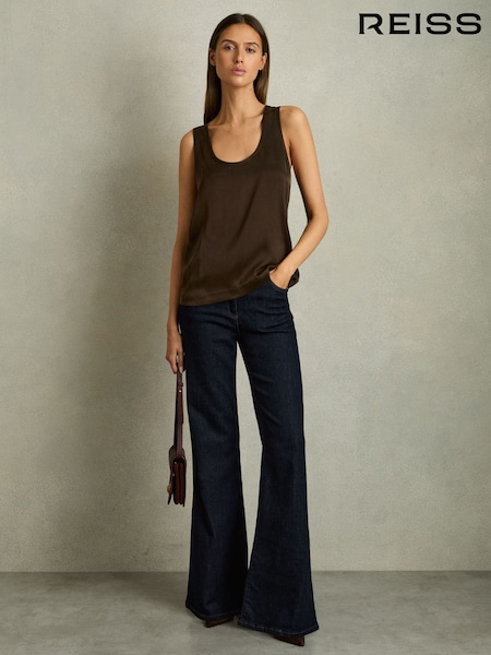 Schokoladenbraun - Reiss Ruby Silk-Front Cami Top (AW8912) | 130 €