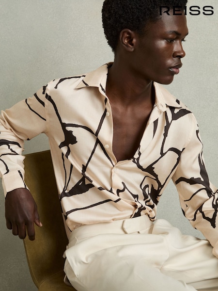 Reiss Stone Suarez Abstract Painted Print Shirt (AW8913) | €140
