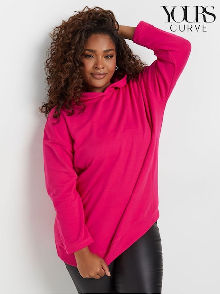 Yours Curve Pink Oversized 100% Cotton Hoodie (AW8984) | 148 QAR