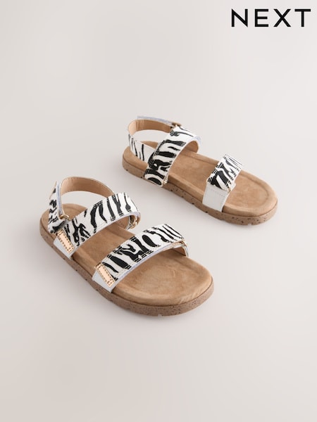 Black/White Zebra Two Strap Sandals (AW9013) | €32 - €40