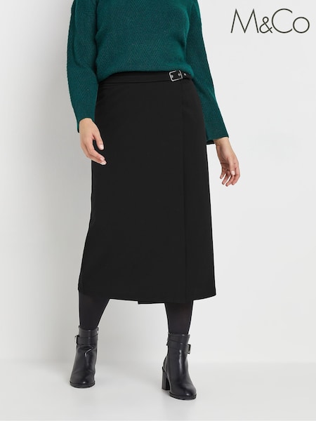 M&Co Black Buckle Detail Midi Skirt (AW9026) | €51