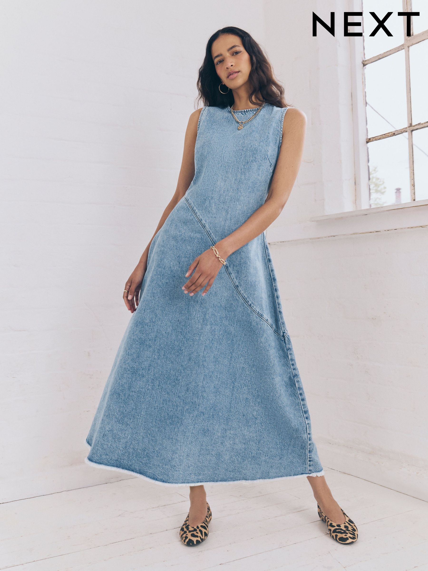 Buy Women's Dresses Denim Maxi Online | Next USA