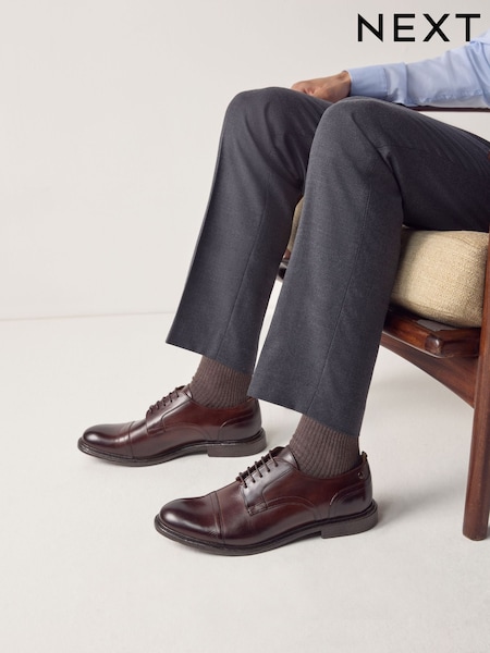 Brown Leather Toecap Shoes (AW9068) | 307 QAR