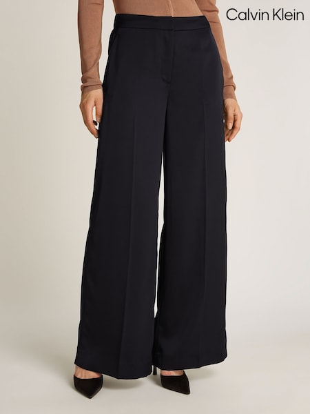 Calvin Klein Black Technical Satin Straight Trousers (AW9099) | €186