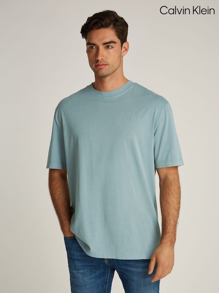 Calvin Klein Blue Puff Print 100% Cotton T-Shirt (AW9143) | €64