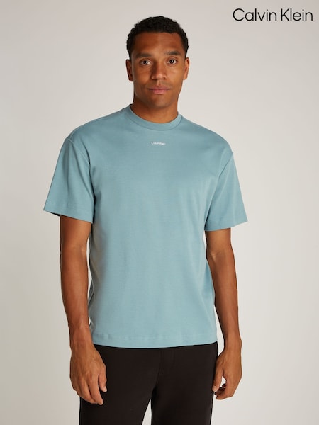 Calvin Klein Blue Nano Logo 100% Cotton T-Shirt (AW9147) | 223 QAR