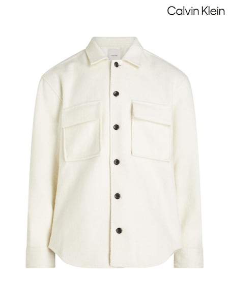 Calvin Klein White Relaxed Boucle Heavyweight Overshirt (AW9149) | €197