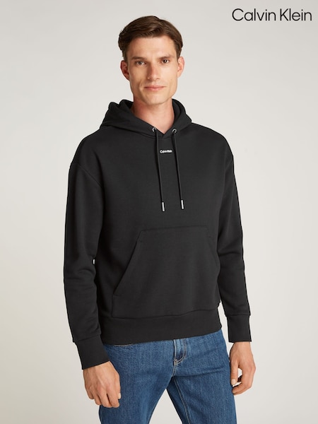 Calvin Klein Black Relaxed Hoodie With Nano Logo (AW9168) | R$ 1,085
